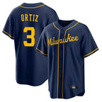 M.Brewers #3 Joey Ortiz Player Navy Home Game Fdoa Stitched Jerseys