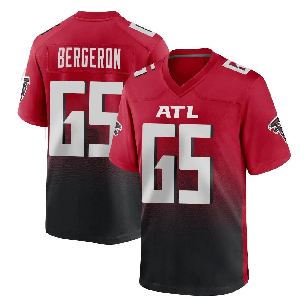 A.Falcons #65 Matthew Bergeron Player Red Home Game Gdoa Stitched Jerseys