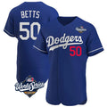 LA.Dodgers #50 Mookie Betts Player Royal World Series Limited Elite Home Fdoa Stitched Jerseys