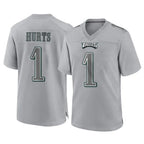 P.Eagles #1 Jalen Hurts Player Gray Atmosphere Fashion Home Game Gdoa Stitched Jerseys