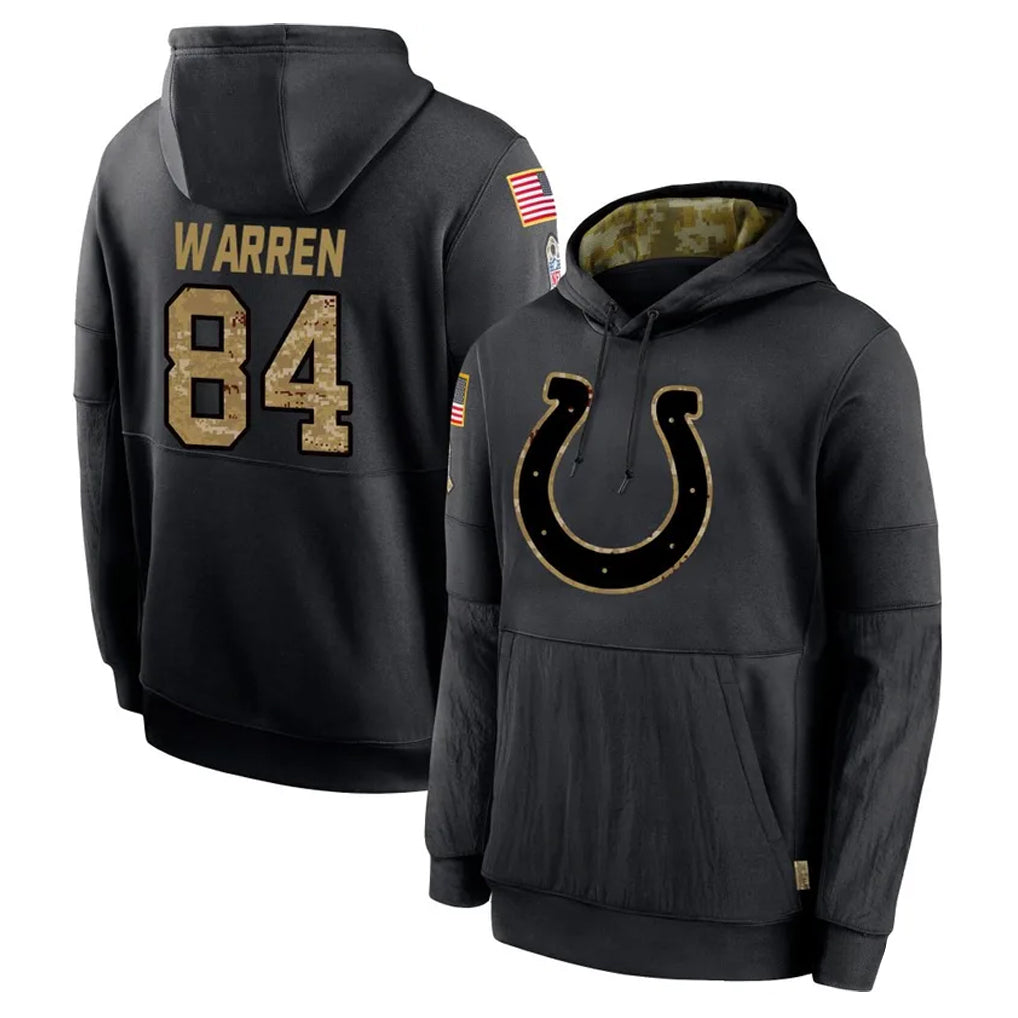IN.Colts #84 Tyler Warren Player Black Salute to Service Hoodies Limited Game Gdoa Stitched Jerseys
