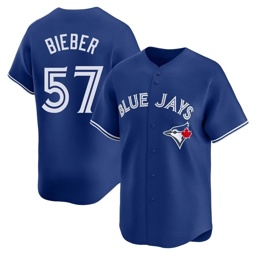 T.Blue Jays #57 Shane Bieber Player Royal Home Fdoa Stitched Jerseys