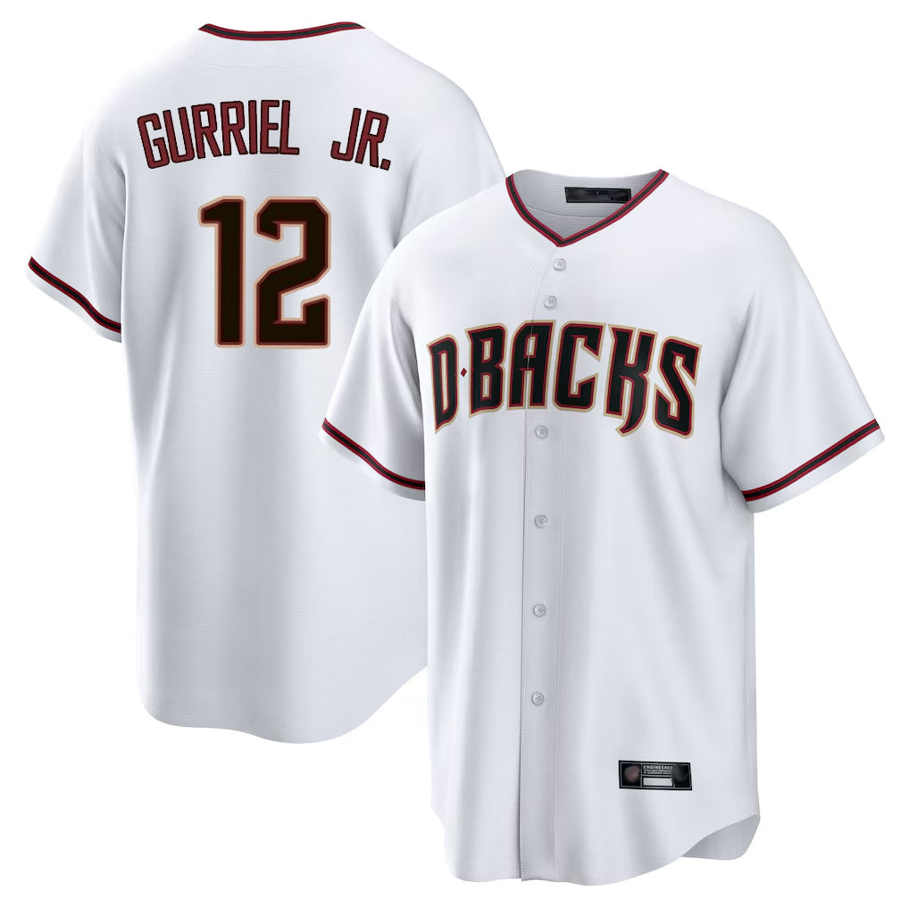 A.Diamondbacks #12 Lourdes Gurriel Jr Player White Home Game Gdoa Stitched Jerseys