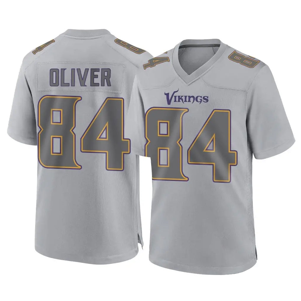 M.Vikings #84 Josh Oliver Player Gray Atmosphere Fashion Home Game Gdoa Stitched Jerseys