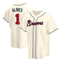 A.Braves #1 Ozzie Albies player Cream Replica Alternate Stitched Jerseys