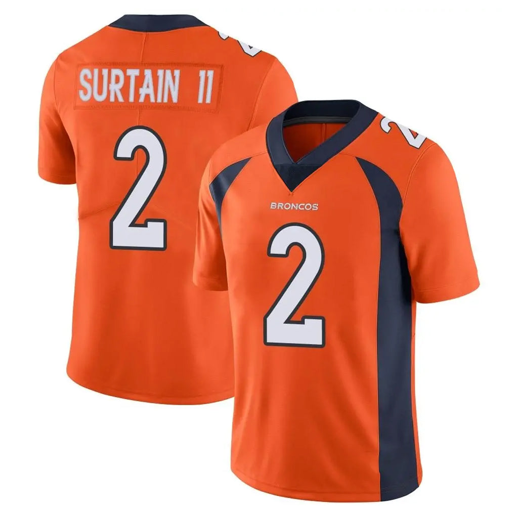 D.Broncos #2 Pat Surtain II Player Orange Color Vapor Untouchable Limited Game Gdoa Stitched Jerseys