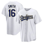 LA.Dodgers #16 Will Smith Player Gold White 2026 Collection Stadium Game Fdoa Stitched Jerseys