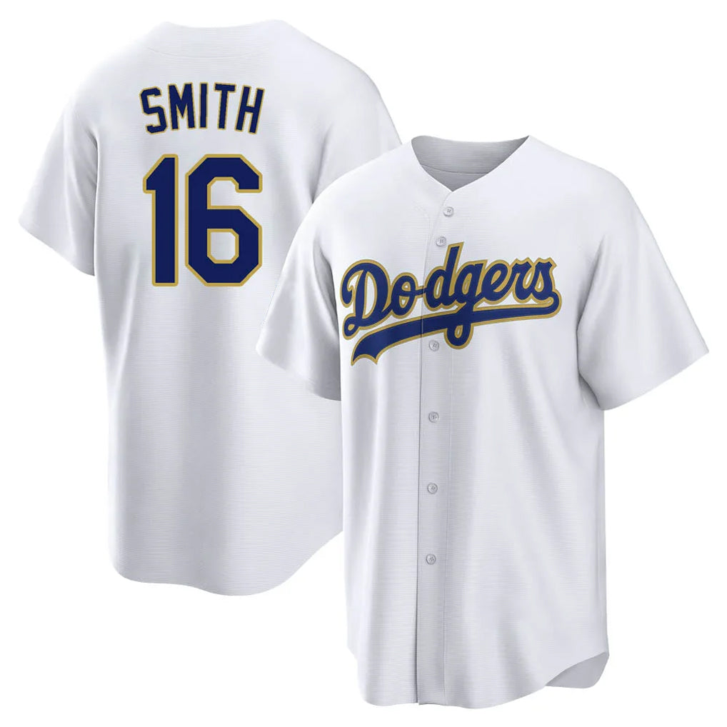 LA.Dodgers #16 Will Smith Player Gold White 2026 Collection Stadium Game Fdoa Stitched Jerseys