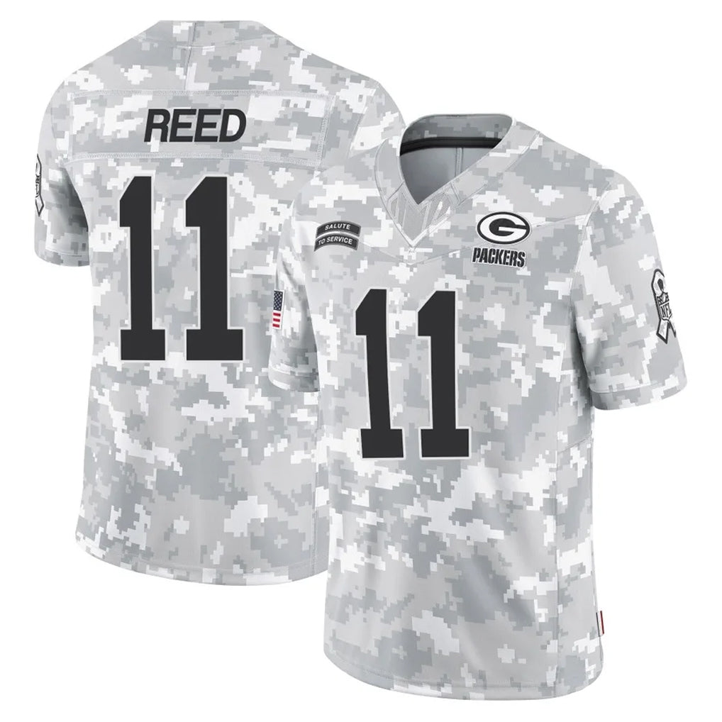 GB.Packers #11 Jayden Reed Player Arctic Camo Salute To Service Limited Gdoa Stitched Jerseys