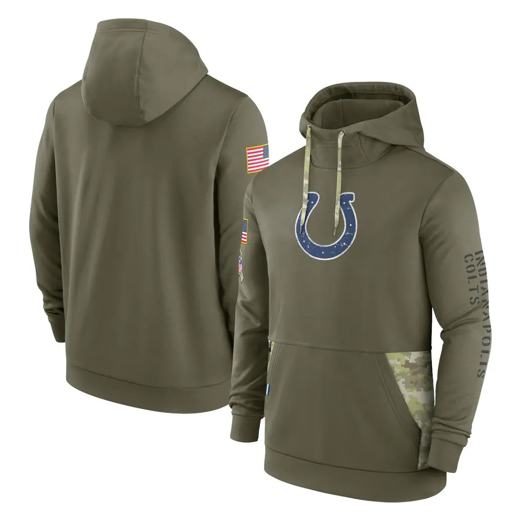 IN.Colts ## Colts Blank Player Olive Salute To Service Hoodies Limited Gdoa Stitched Jerseys