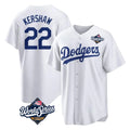 LA.Dodgers #22 Clayton Kershaw Player White World Series Game Home Fdoa Stitched Jerseys