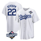 LA.Dodgers #22 Clayton Kershaw Player White World Series Game Home Fdoa Stitched Jerseys