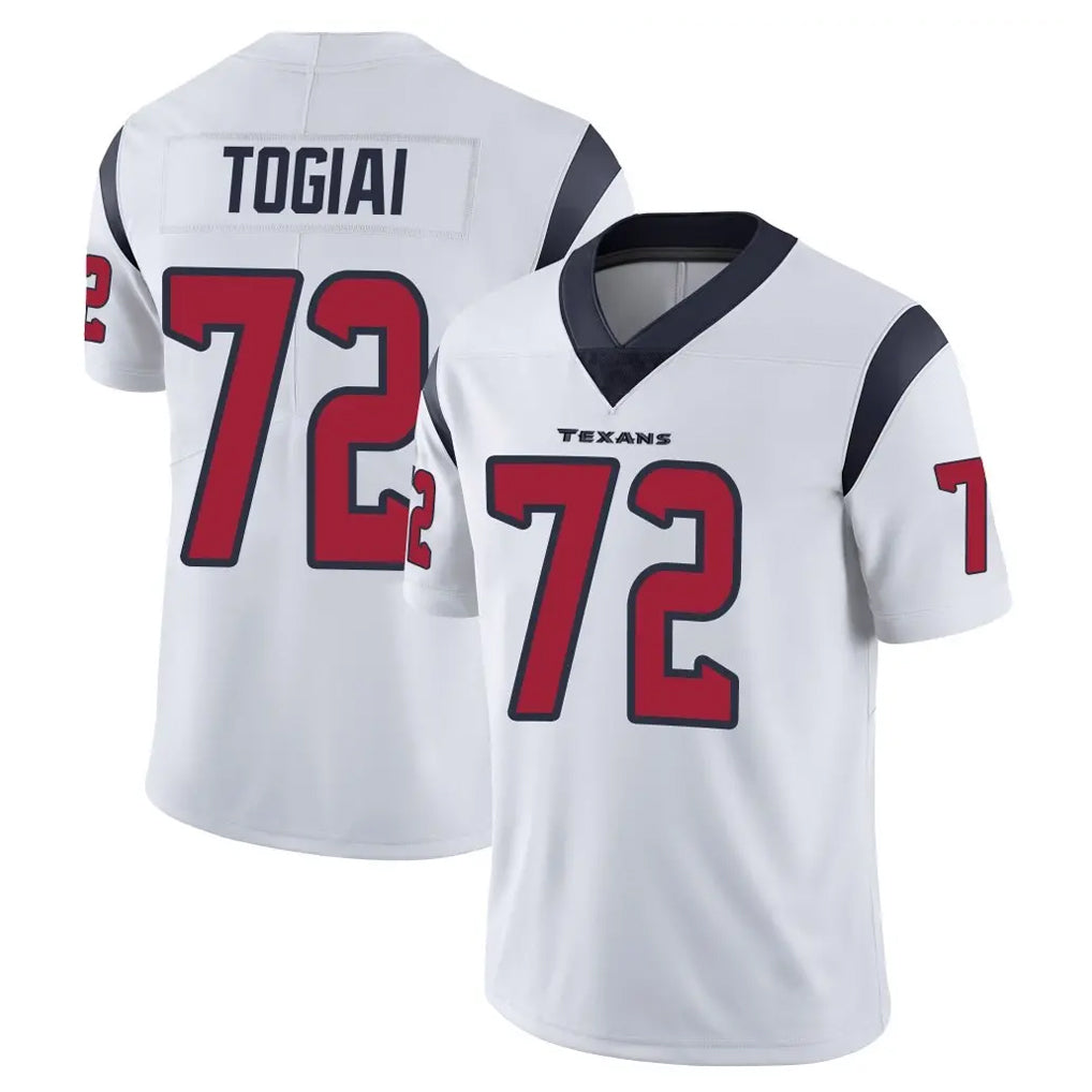 H.Texans #72 Tommy Togiai Player White Limited Vapor Untouchable Home Game Gdoa Stitched Jerseys