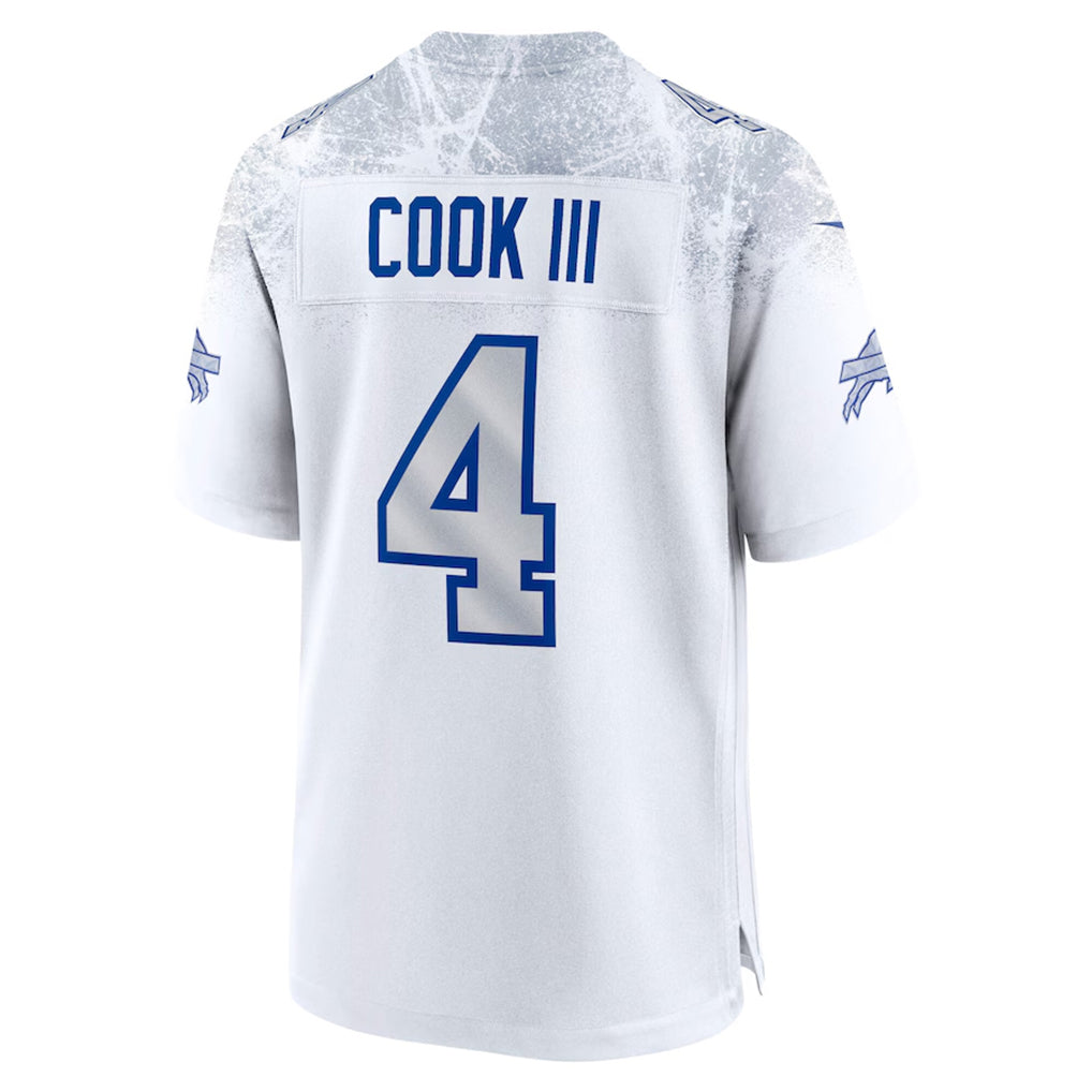 B.Bills #4 James Cook III Player White Rivalries Collection Game Gdoa Stitched Jerseys