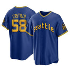 S.Mariners #58 Luis Castillo Player Royal City Connect Home Game Fdoa Stitched Jerseys