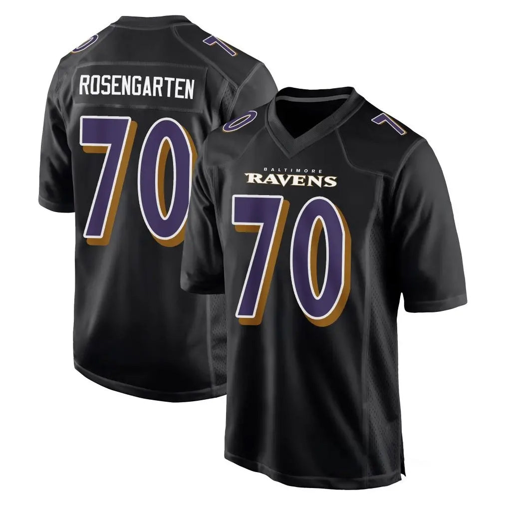 B.Ravens #70 Roger Rosengarten Player Black Carbon Fashion Home Game Gdoa Stitched Jerseys