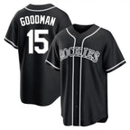 C.Rockies #15 Hunter Goodman Player Black Fashion Out Home Game Gdoa Stitched Jerseys
