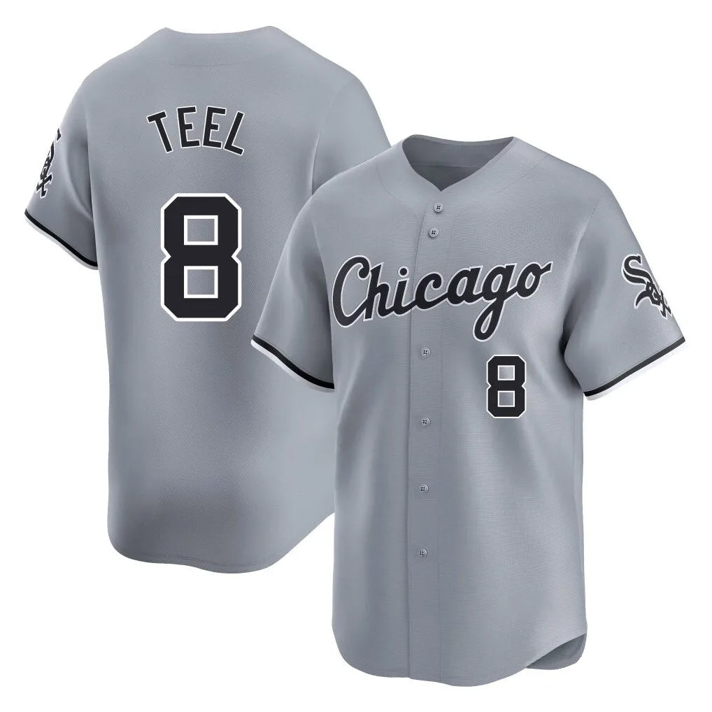 C.White Sox #8 Kyle Teel Player Gray Road Limited Home Gdoa Stitched Jerseys
