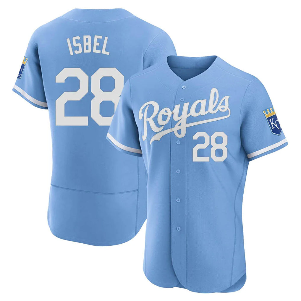 KC.Royals #28 Kyle Isbel Player Light Blue Alt Limited Elite Home Gdoa Stitched Jerseys