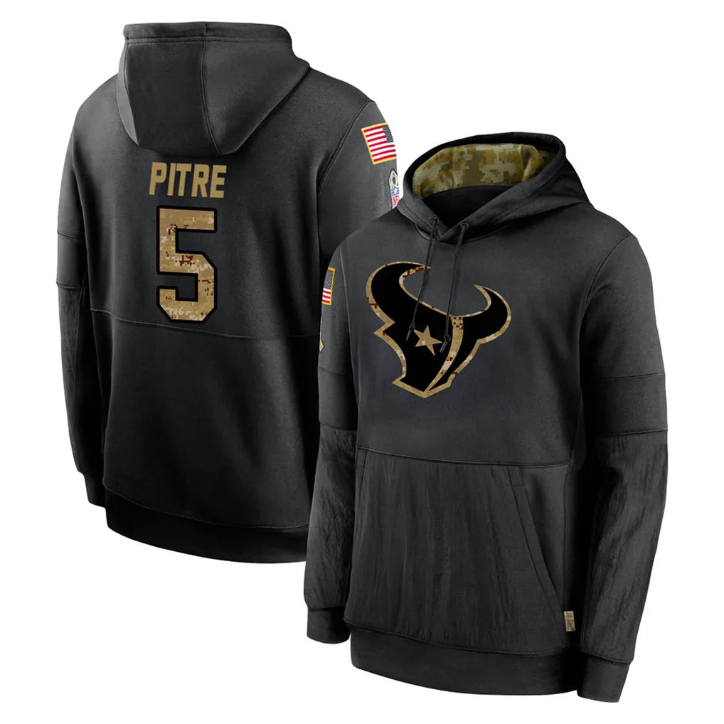 H.Texans #5 Jalen Pitre Player Black Salute to Service Hoodies Limited Game Stitched Jerseys