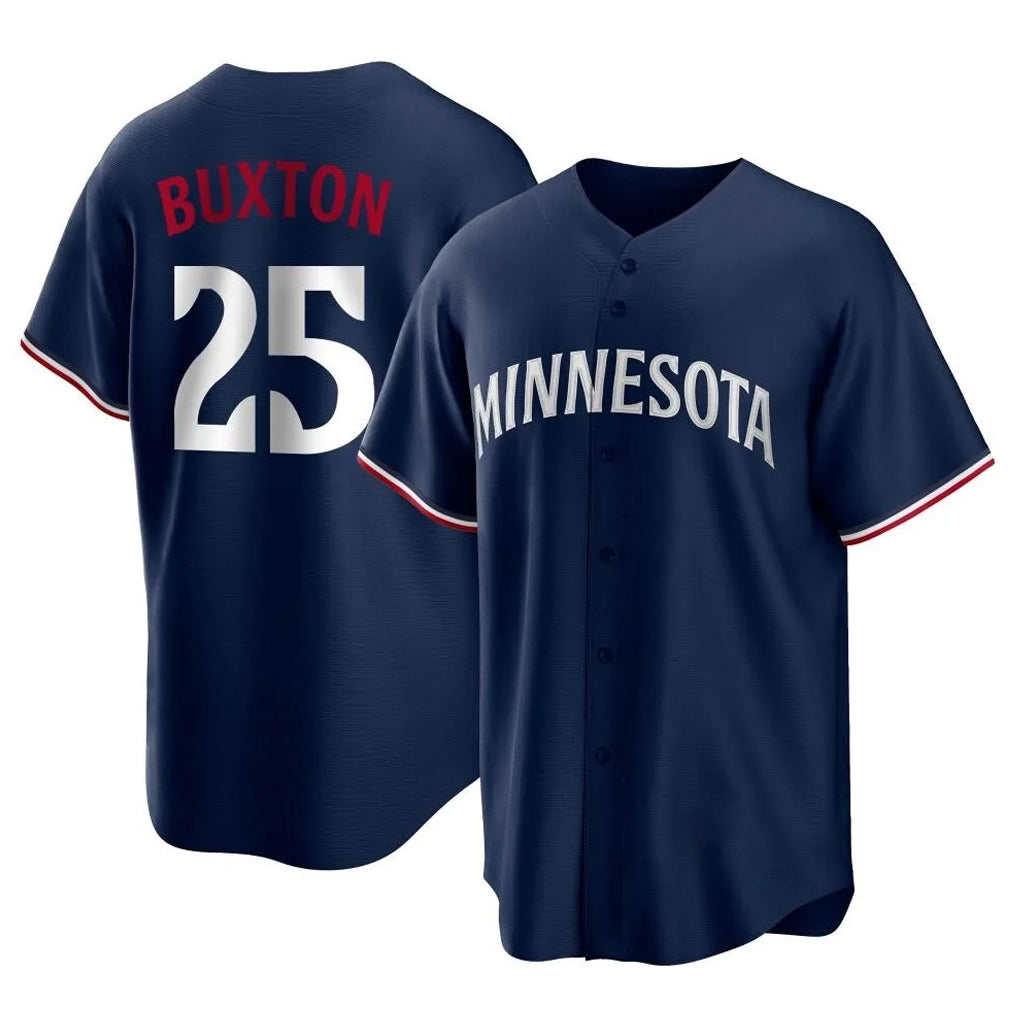 M.Twins #25 Byron Buxton Player Navy Replica Alternate Home Fdoa Stitched Jerseys