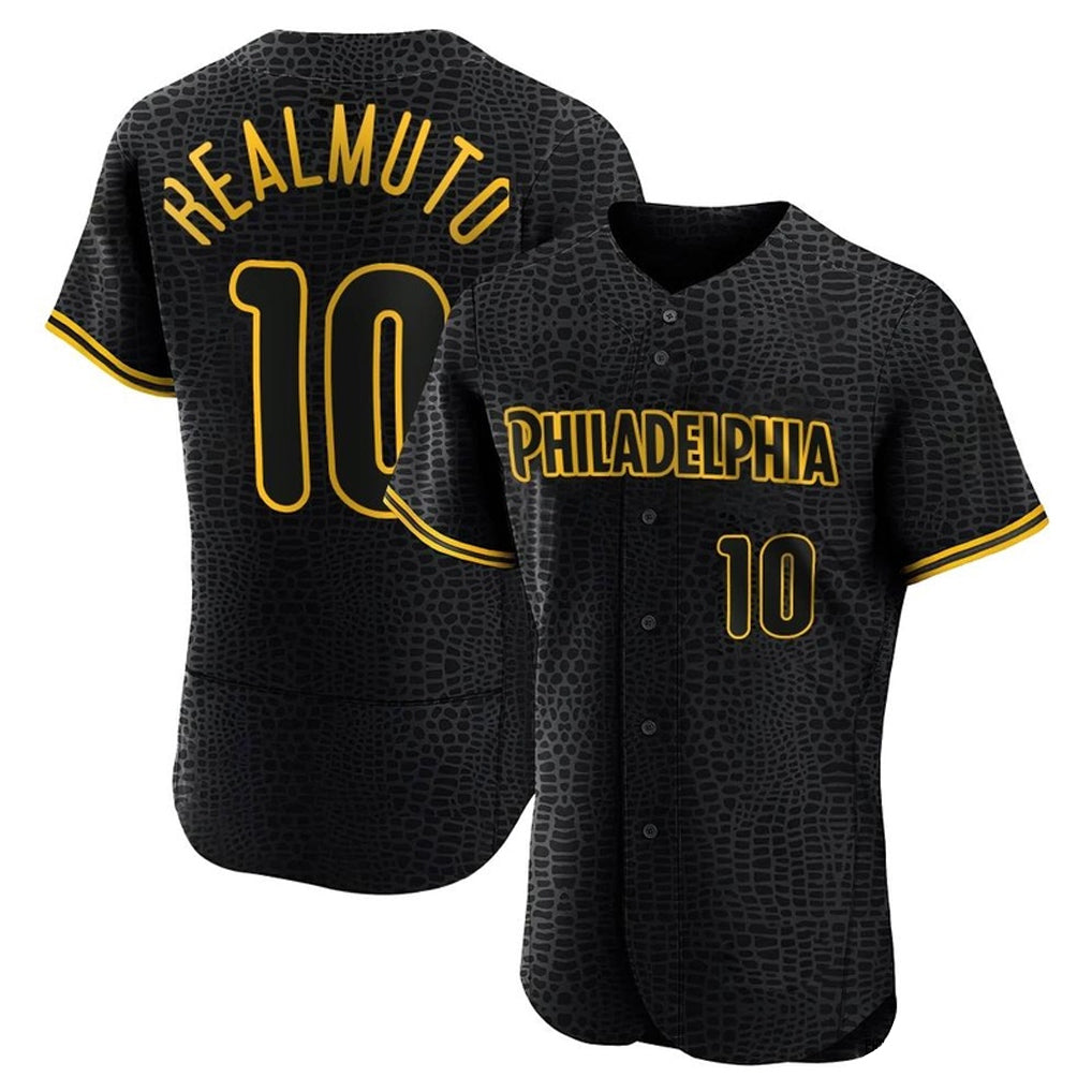 P.Phillies #10 J.T. Realmuto Player Black Snake Skin City Home Limited Elite Fdoa Stitched Jerseys