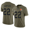 C.Browns #22 Dylan Sampson Player Olive Salute to Service Limited Game Gdoa Stitched Jerseys