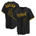Athletics #4 Lawrence Butler Player Black Snake Skin City Home Game Gdoa Stitched Jerseys