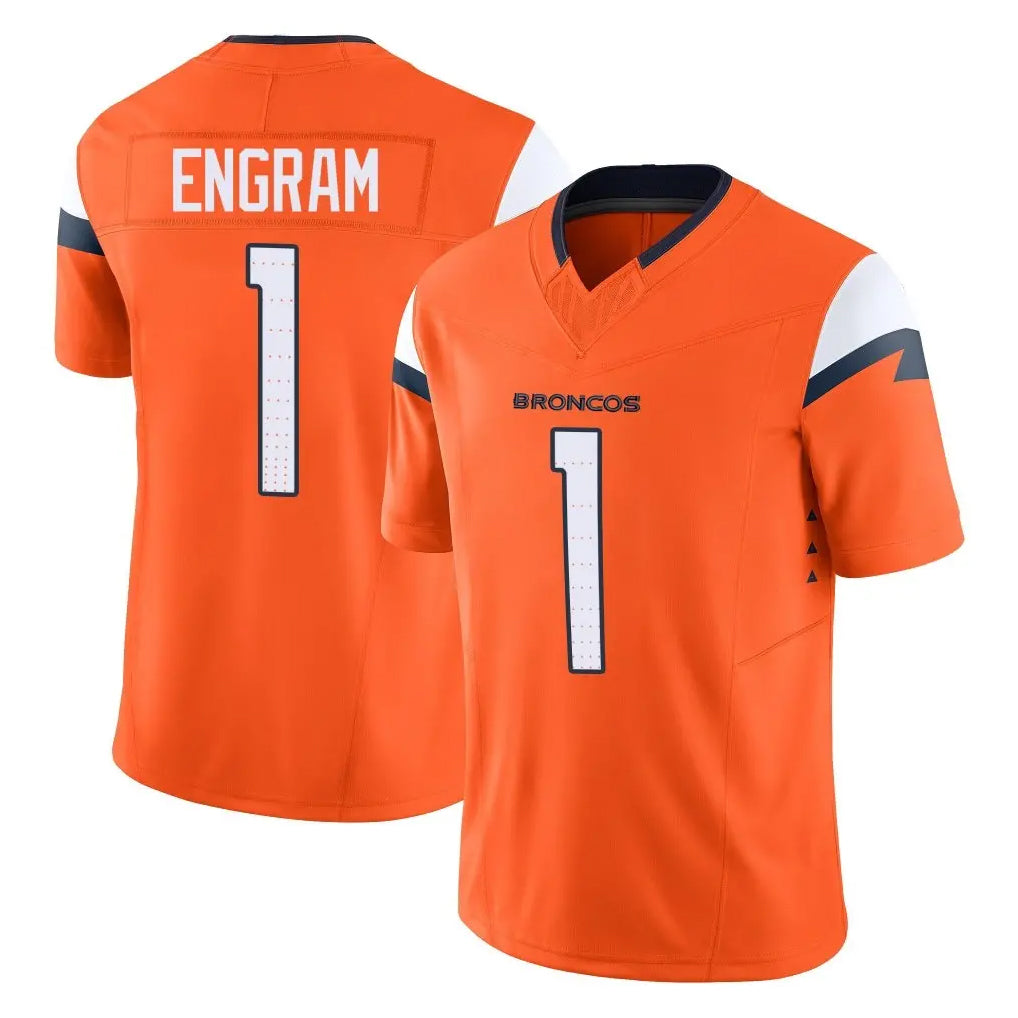 D.Broncos #1 Evan Engram Player Orange Vapor F.U.S.E. Limited Home Game Gdoa Stitched Jerseys