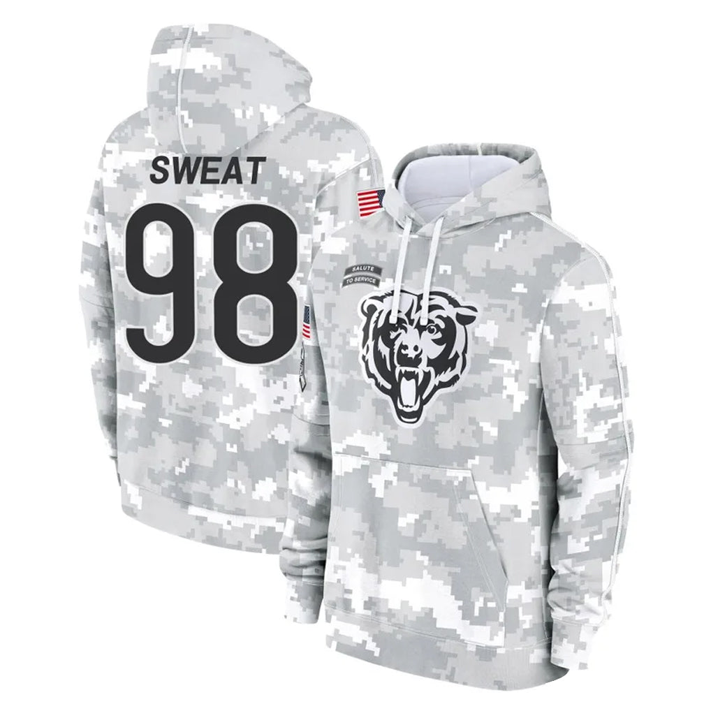 C.Bears #98 Montez Sweat Player Arctic Camo Salute to Service Pullover Hoodies Limited Gdoa Stitched Jerseys