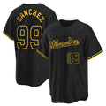 M.Brewers #99 Gary Sanchez Player Black Snake Skin City Home Game Fdoa Stitched Jerseys