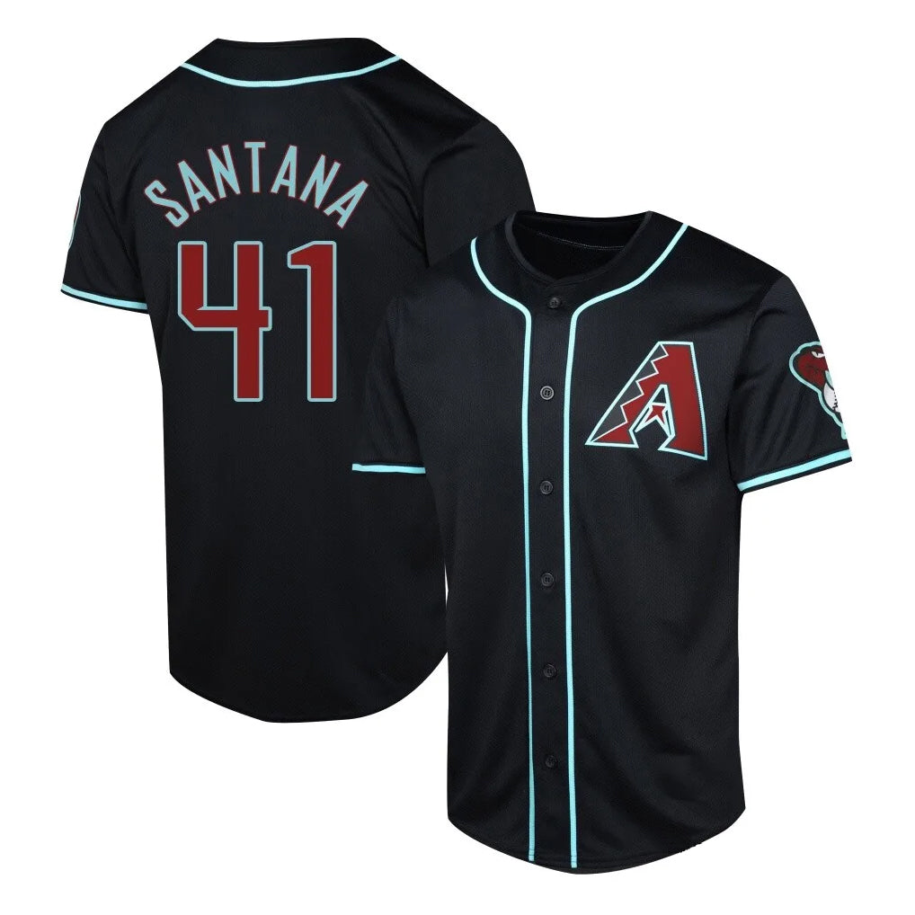A.Diamondbacks #41 Carlos Santana Player Black Limited Home Game Gdoa Stitched Jerseys