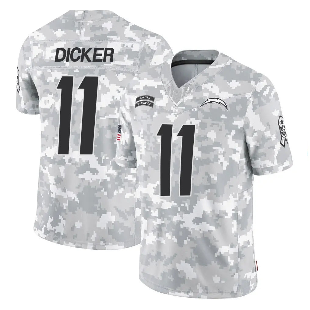 LA.Chargers #11 Cameron Dicker Player Arctic Camo Salute To Service Limited Game Gdoa Stitched Jerseys