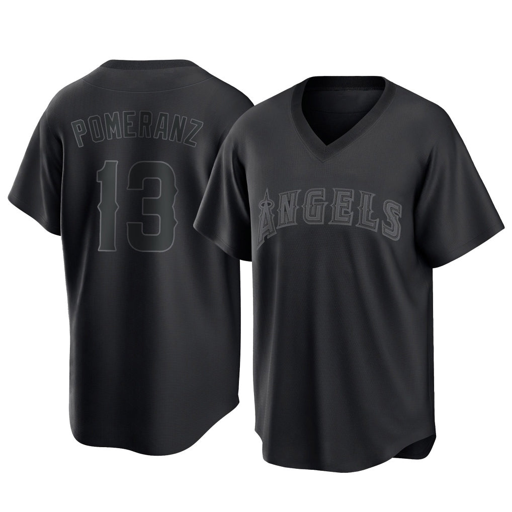 LA.Angels #13 Drew Pomeranz Player Black Pitch Fashion T-shirt Fdoa Stitched Jerseys