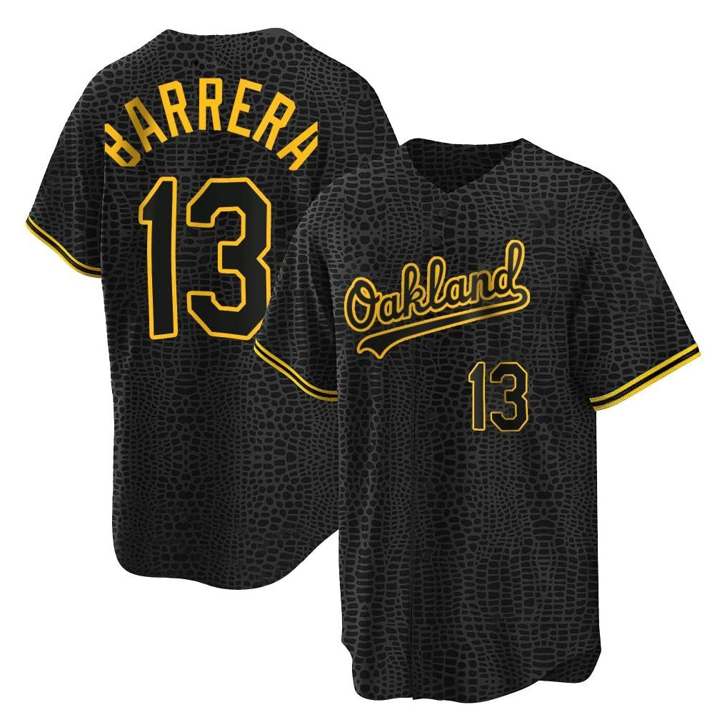 Athletics #13 Luis Barrera Player Black Snake Skin City Home Game Gdoa Stitched Jerseys