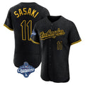 LA.Dodgers #11 Roki Sasaki Player Black World Series Meet Snake Skin City Limited Elite Home Fdoa Stitched Jerseys