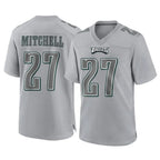 P.Eagles #27 Quinyon Mitchell Player Gray Atmosphere Fashion Home Game Gdoa Stitched Jerseys