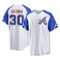 A.Braves #30 Drake Baldwin Player White City Connect Home Game Gdoa Stitched Jerseys