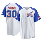 A.Braves #30 Drake Baldwin Player White City Connect Home Game Gdoa Stitched Jerseys