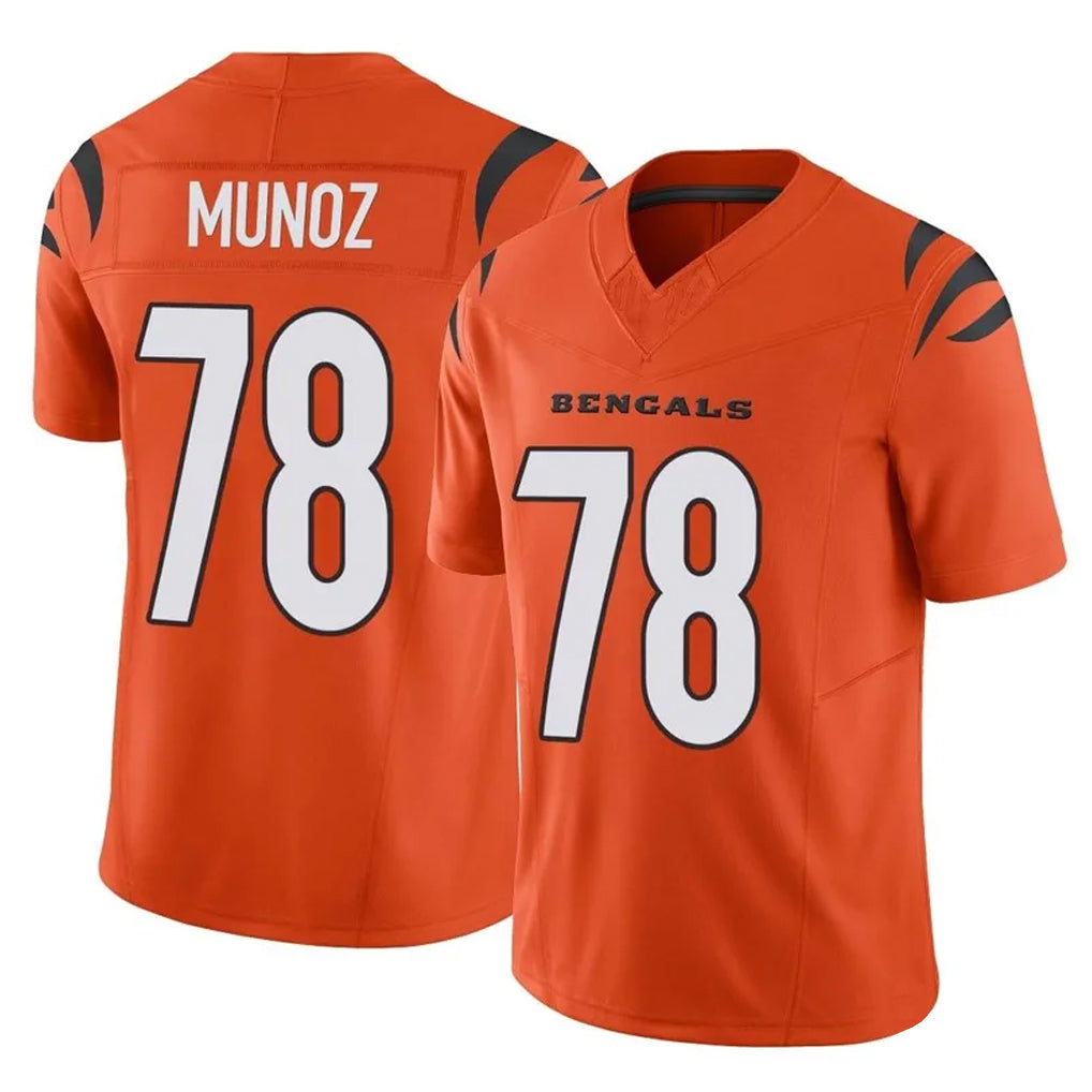 C.Bengals #78 Anthony Munoz Player Orange Vapor F.U.S.E. Limited Home Game Gdoa Stitched Jerseys