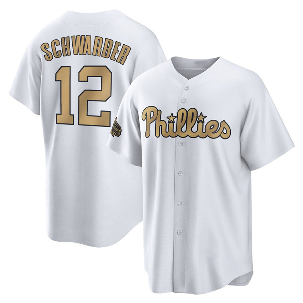 P.Phillies #12 Kyle Schwarber Player Gold All-Star Home Game Fdoa Stitched Jerseys