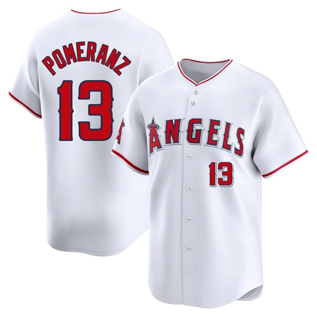 LA.Angels #13 Drew Pomeranz Player White Limited Home Fdoa Stitched Jerseys
