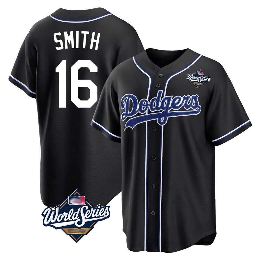 LA.Dodgers #16 Will Smith Player Black World Series Carbon Limited Home Fdoa Stitched Jerseys