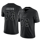 B.Bills #79 Spencer Brown Player Black RFLCTV Limited Gdoa Stitched Jerseys