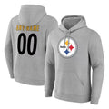 Custom P.Steelers Gray LOGO Pullover Hoodies Limited Any Name & Numbers Gdoa Stitched Jerseys