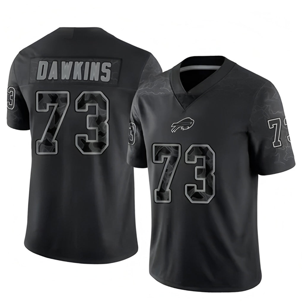 B.Bills #73 Dion Dawkins Player Black RFLCTV Limited Gdoa Stitched Jerseys