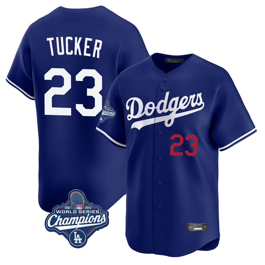 LA.Dodgers #23 Kyle Tucker Player Royal World Series Meet Limited Home Fdoa Stitched Jerseys