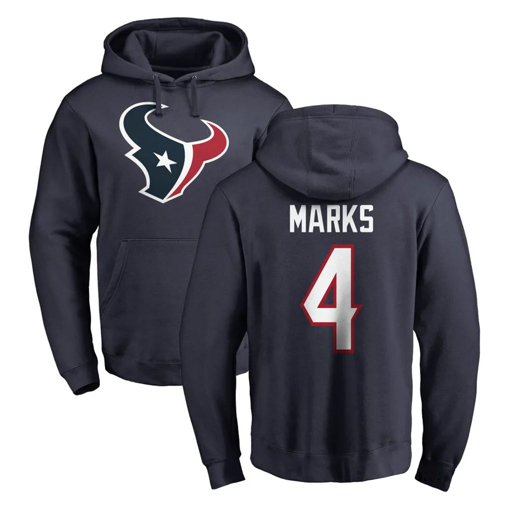 H.Texans #4 Woody Marks Player Navy Pro Line Pullover Hoodie Limited Game Gdoa Stitched Jerseys