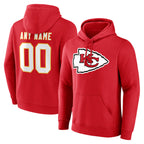 Custom KC.Chiefs Red LoGo Pullover Hoodies Limited Any Name & Numbers Gdoa Stitched Jerseys