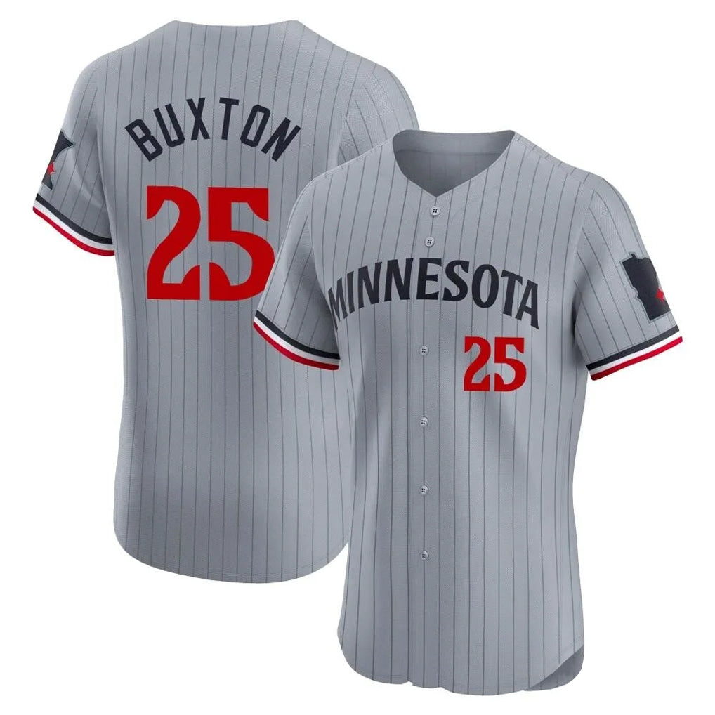 M.Twins #25 Byron Buxton Player Gray Home Limited Elite Fdoa Stitched Jerseys